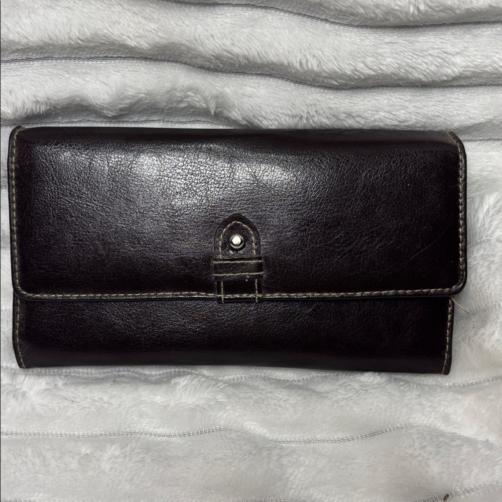 Buxton Genuine Brown Leather Wallet Checkbook NWT